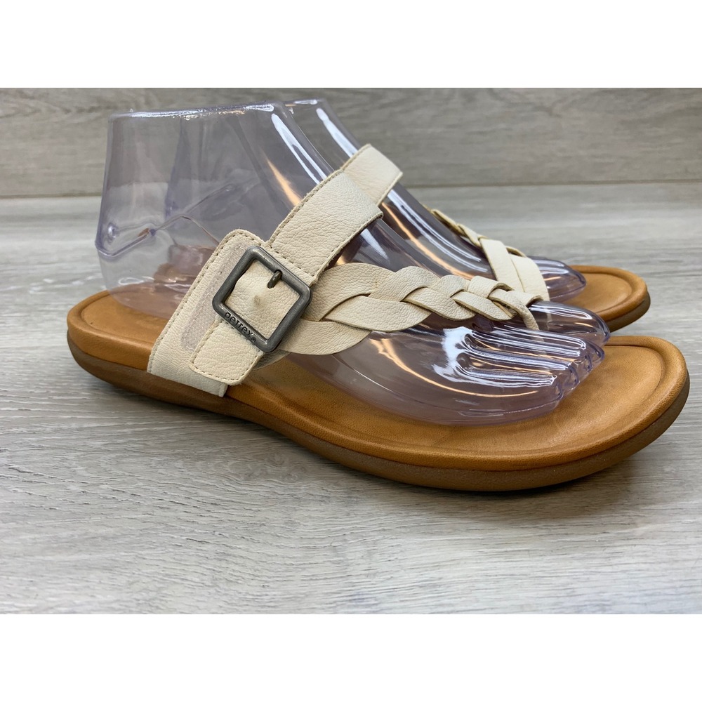 Aetrex Selena Women's Cream White Leather Braided Slide Sandals 8.5 Shoes